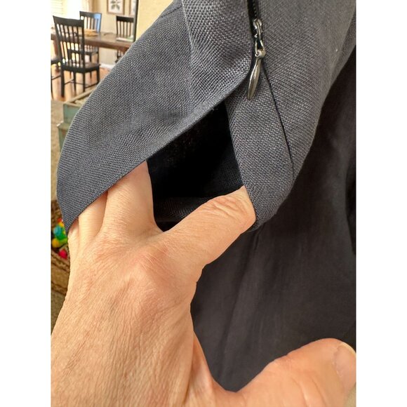 Vintage Talbots Womens Black Pants 14 irish linen wide leg dress pants button - Picture 4 of 8